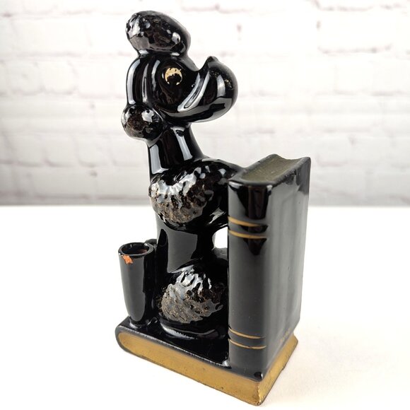 Vintage 50s/60s Ceramic Black Poodle Bookend - Picture 1 of 10